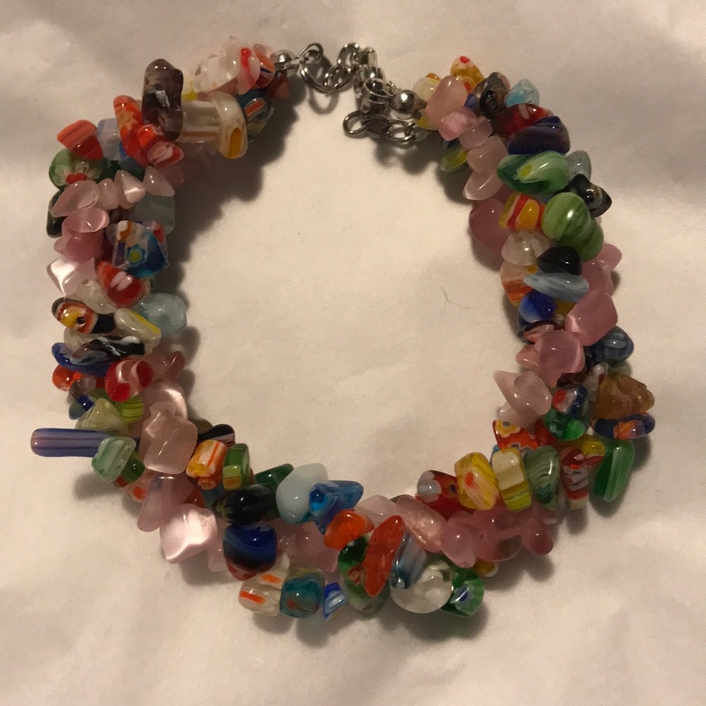 Beautiful multi colored stone bracelet 7.5” to 9”